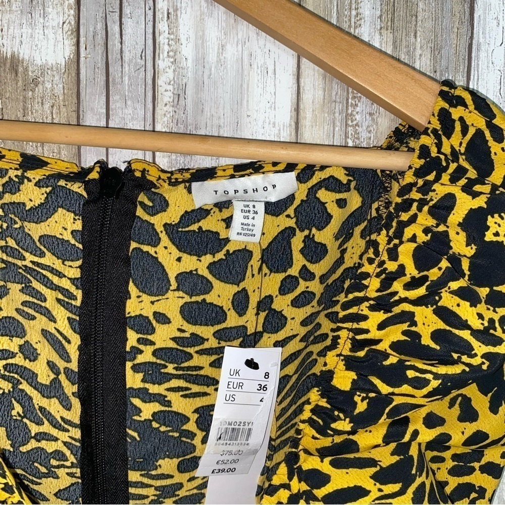 NWT Topshop Leopard Yellow & Black Dress - Picture 6 of 9
